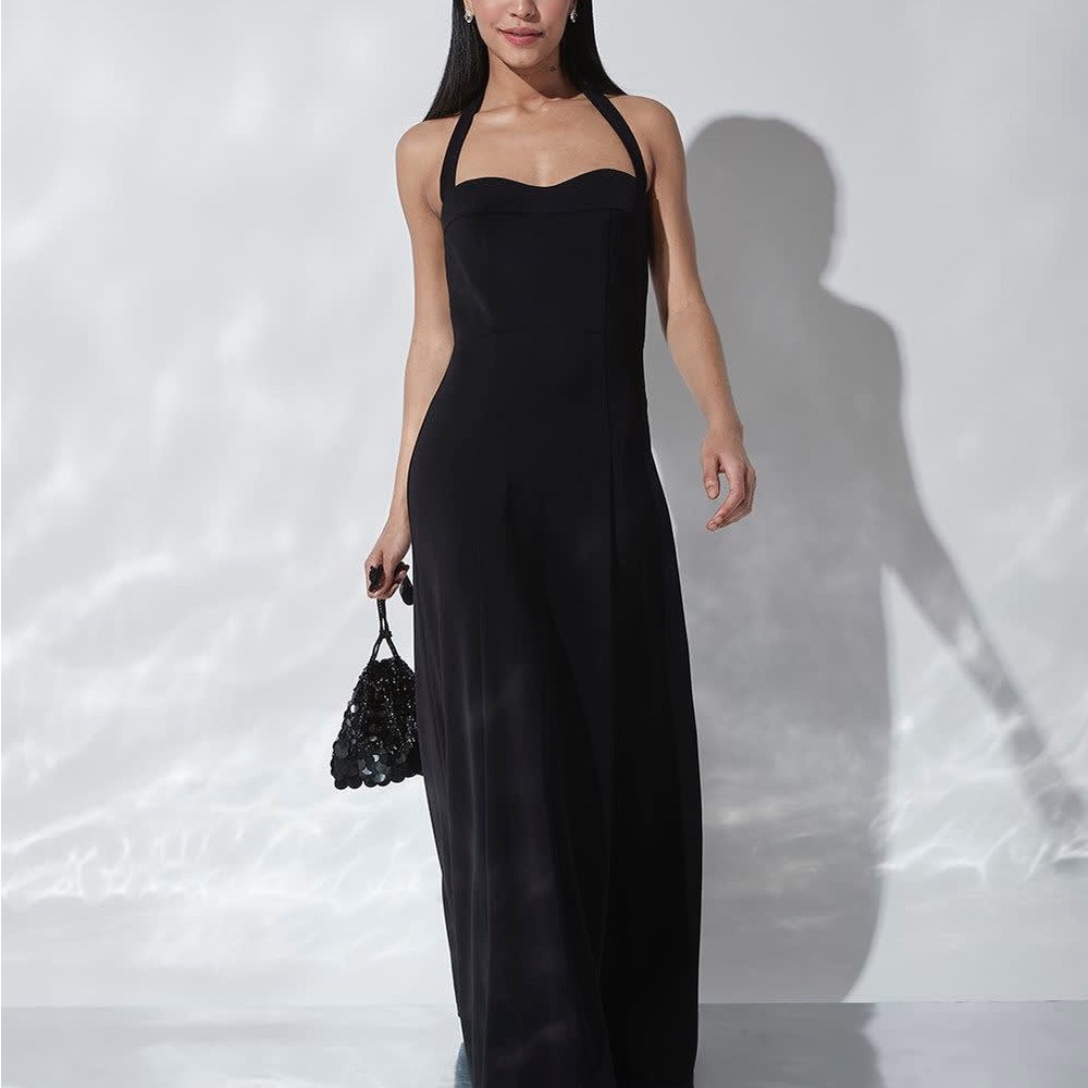Elegant Black Halter Maxi Dress